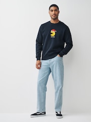 Navy Blue Christmas Pacman Graphic Licence Crew Sweatshirt - Image 3 of 4
