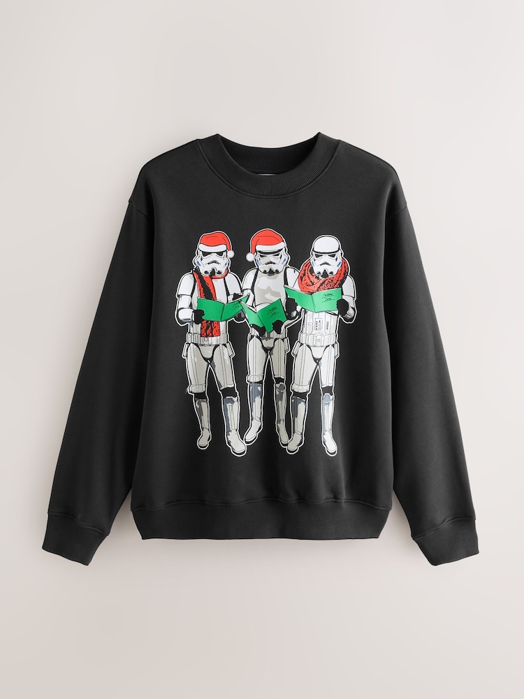 Preto - Christmas Star Wars Stormtrooper Graphic Licence Crew Sweatshirt - Imagem 1 de 4