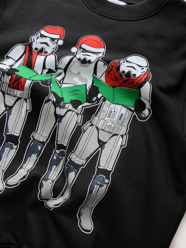 Preto - Christmas Star Wars Stormtrooper Graphic Licence Crew Sweatshirt - Imagem 2 de 4