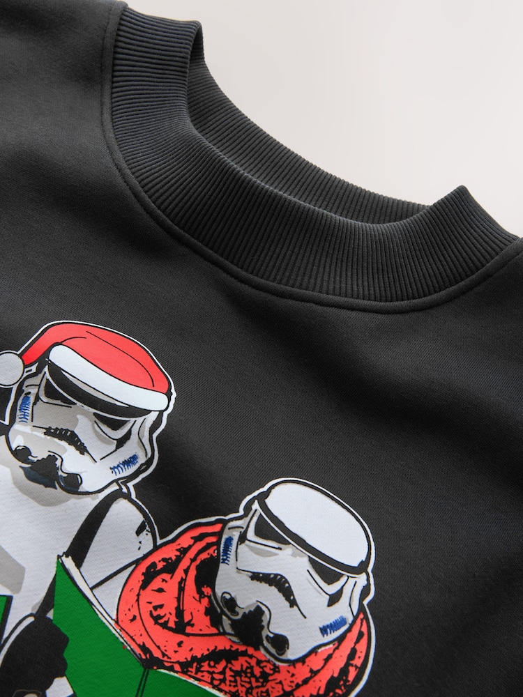 Preto - Christmas Star Wars Stormtrooper Graphic Licence Crew Sweatshirt - Imagem 4 de 4