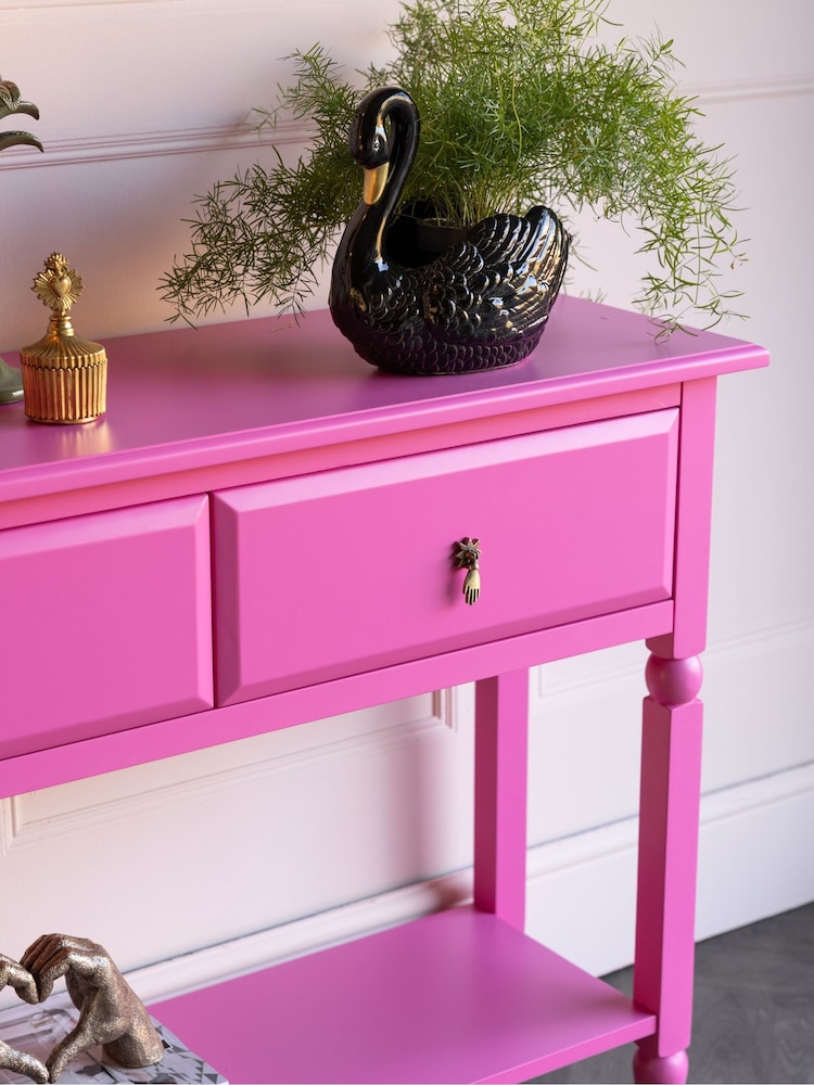 Rockett St George Pink Showstopper 2 Drawer Console Table - Image 8 of 8