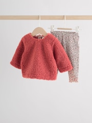 Red Ditsy Baby Fleece Tops and Leggings Set 2 Piece (0mths-2yrs) - Image 1 of 15