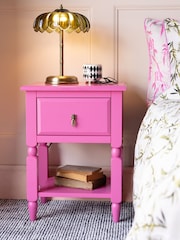 Rockett St George Pink Showstopper 1 Drawer Bedside Table - Image 1 of 6