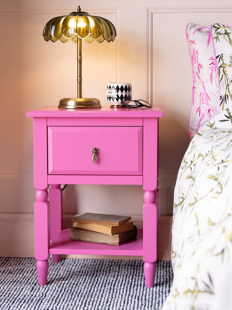 Rockett St George Pink Showstopper 1 Drawer Bedside Table - Image 1 of 6