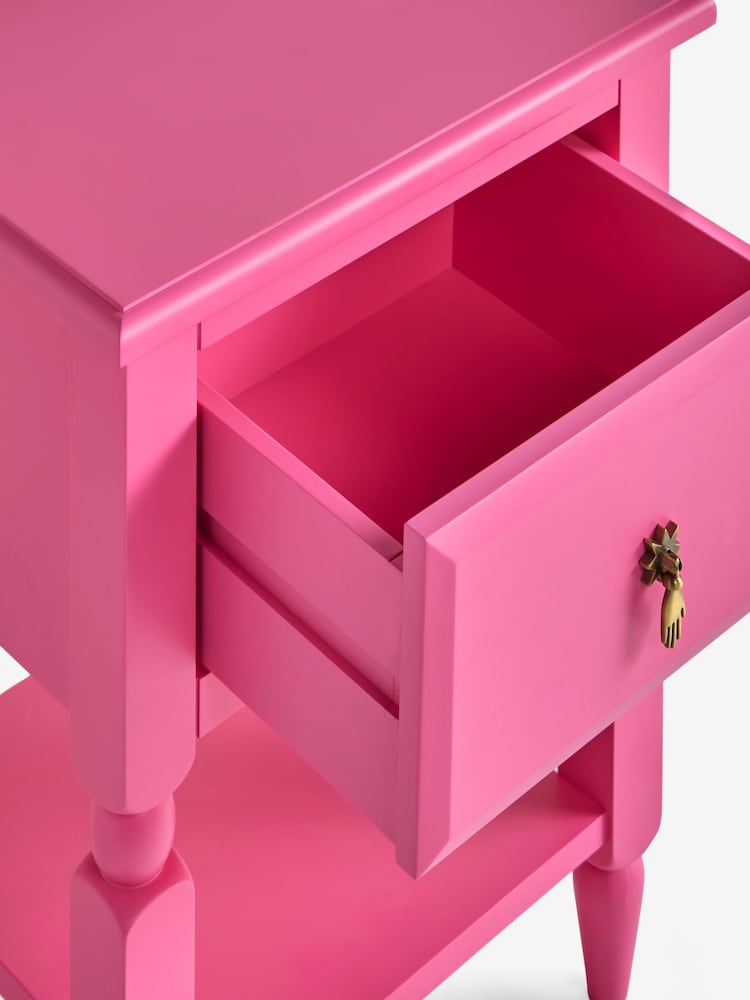 Rockett St George Pink Showstopper 1 Drawer Bedside Table - Image 2 of 6