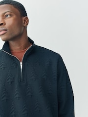 Black Zip Neck Pattern Christmas Crew Sweatshirt - Image 5 of 8