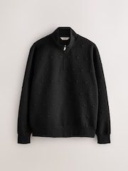 Black Zip Neck Pattern Christmas Crew Sweatshirt - Image 6 of 8