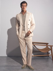 Reiss Stone Kin Db Linen Double-Breasted Suit Slim-Fit Blazer - Image 3 of 9