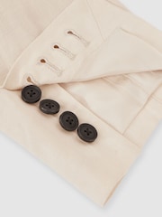 Reiss Stone Kin Db Linen Double-Breasted Suit Slim-Fit Blazer - Image 9 of 9