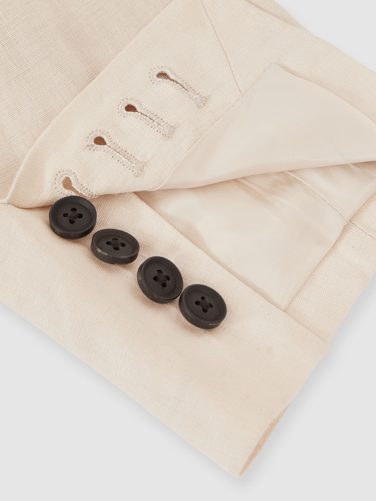 Reiss Stone Kin Db Linen Double-Breasted Suit Slim-Fit Blazer - Image 9 of 9