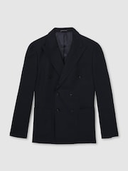 Reiss Navy Kin Db Linen Double-Breasted Suit Slim-Fit Blazer - Image 2 of 7