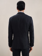 Reiss Navy Kin Db Linen Double-Breasted Suit Slim-Fit Blazer - Image 5 of 7
