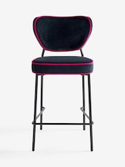 Rockett St George Charcoal Grey and Pink Velvet Perfect Bar Stool - Image 4 of 8