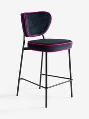 Rockett St George Charcoal Grey and Pink Velvet Perfect Bar Stool - Image 5 of 8