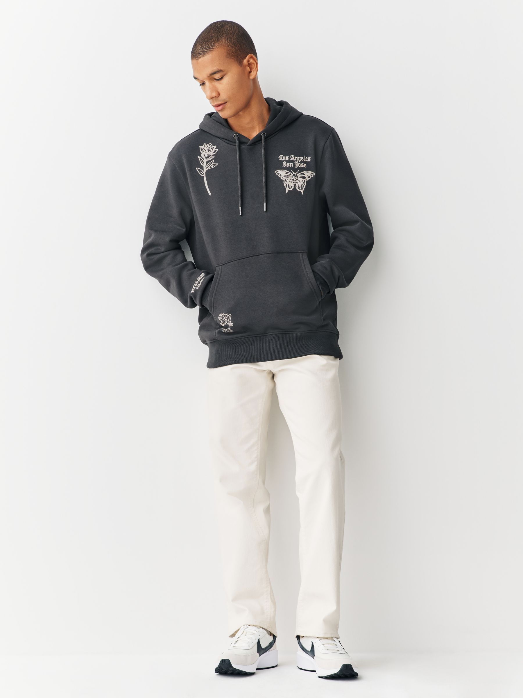 Buy Charcoal Grey Graphic Print Hoodie from Next Canada