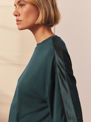 Blue Jersey Satin Mix Short Sleeve Pyjamas - Image 4 of 5