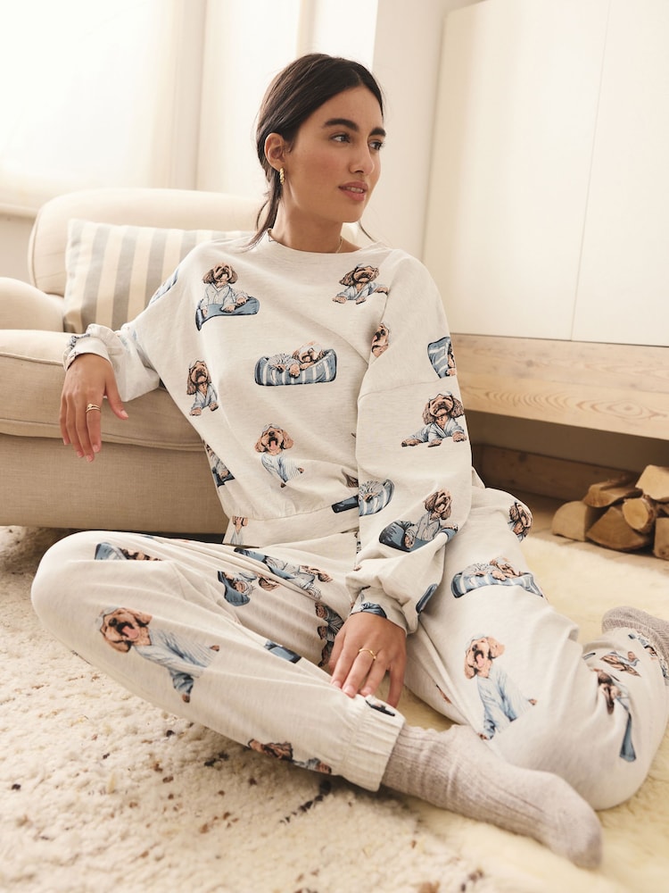 Grey Charlie The Cockapoo 100% Cotton Long Sleeve Pyjamas - Image 2 of 5 Grey Charlie The Cockapoo 100% Cotton Long Sleeve Pyjamas - Image 2 of 5