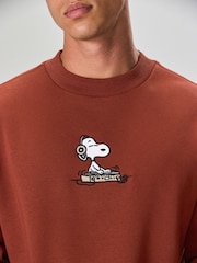 Rust Brown Snoopy Licence Graphic Back Print Crew Sweatshirt - Image 4 of 9
