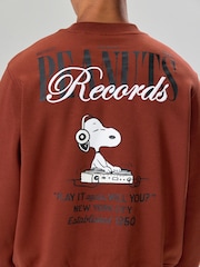 Rust Brown Snoopy Licence Graphic Back Print Crew Sweatshirt - Image 5 of 9