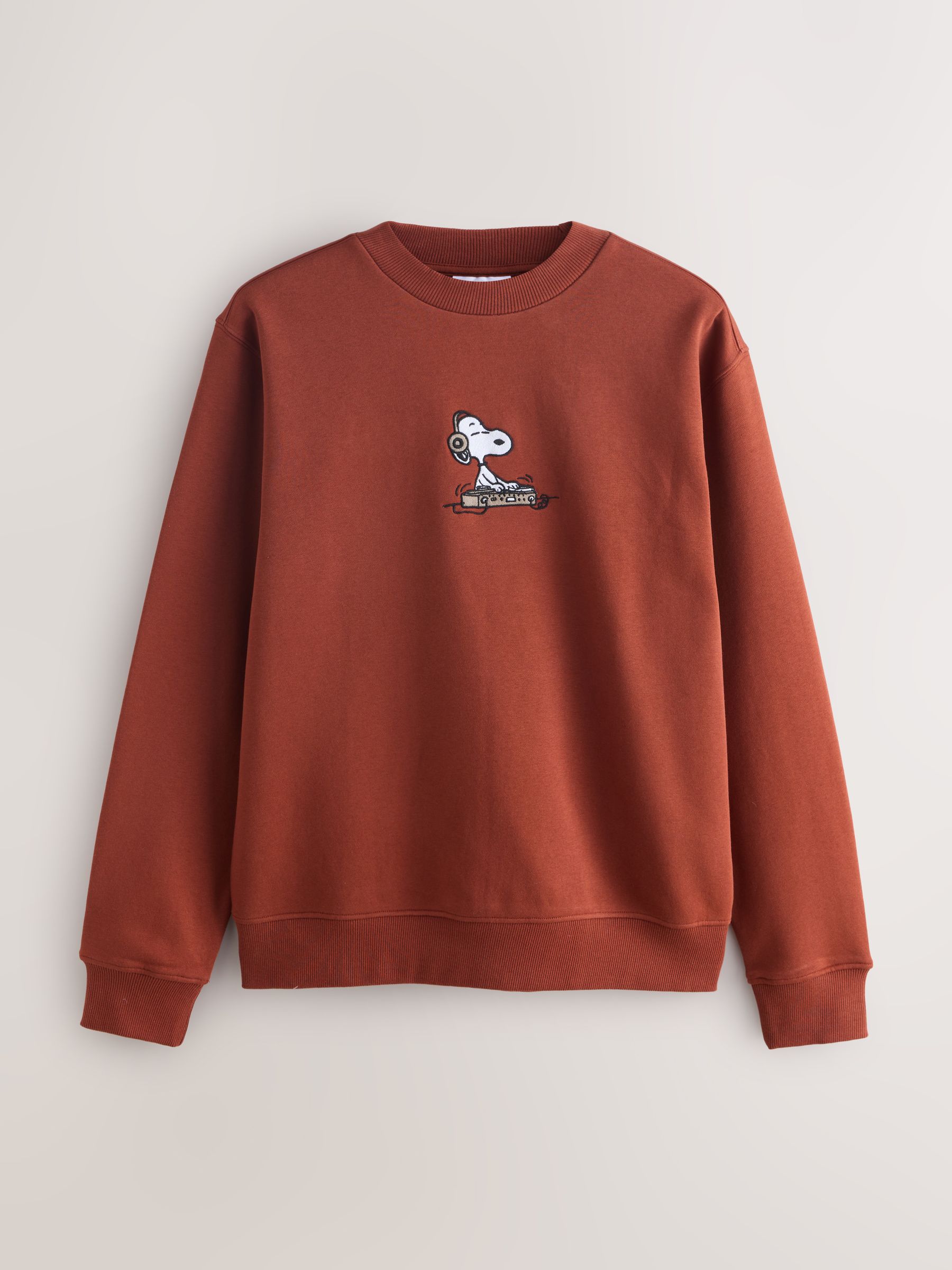 Buy Rust Brown Snoopy Licence Graphic Back Print Crew Sweatshirt
