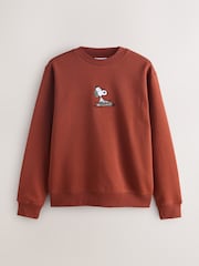 Rust Brown Snoopy Licence Graphic Back Print Crew Sweatshirt - Image 6 of 9