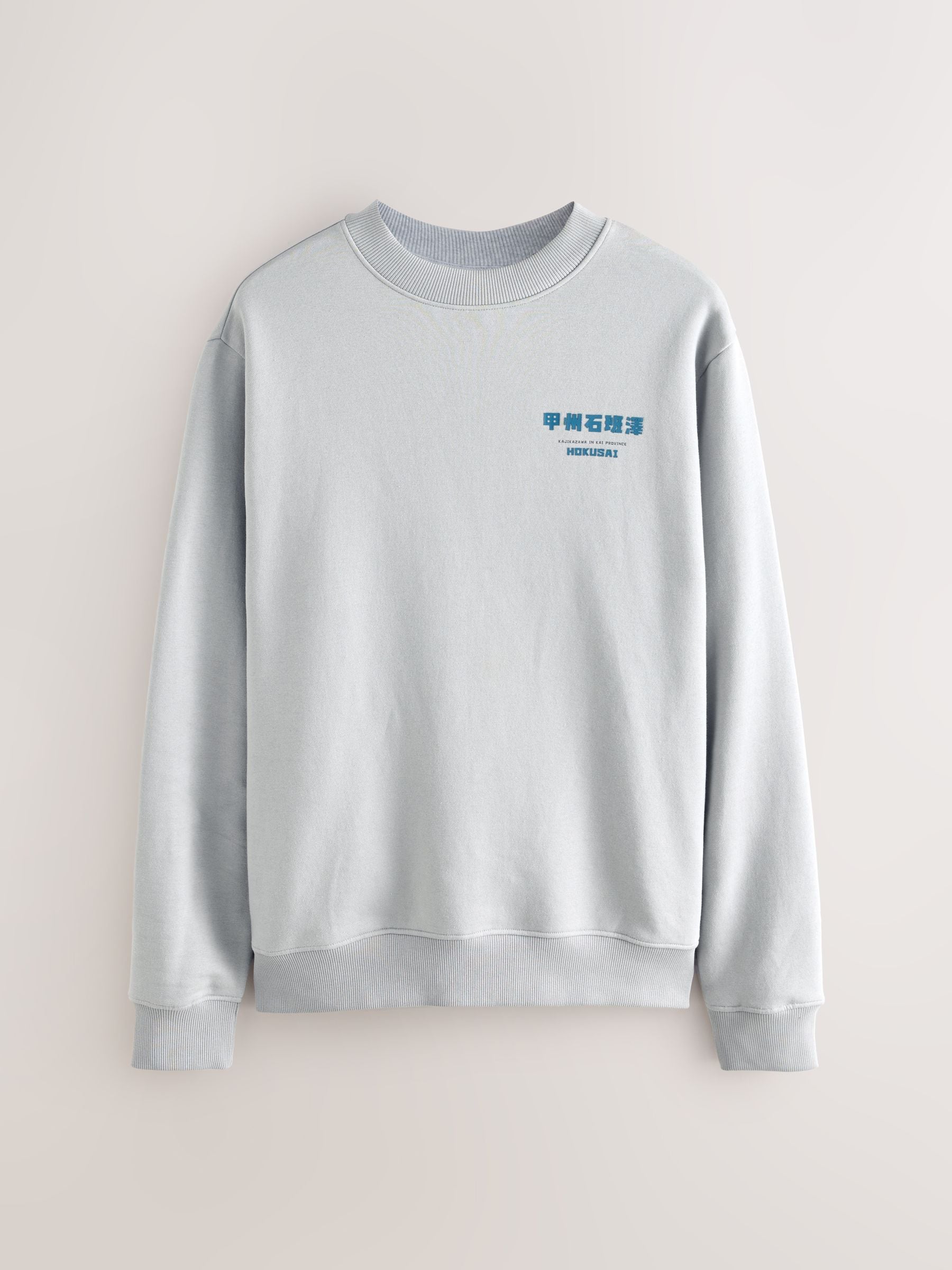 Buy Ice Grey Crew Sweatshirt Hokusai Graphic Sweat Top from the
