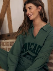 Khaki Green City Graphic Long Sleeve Pyjamas - Image 6 of 9