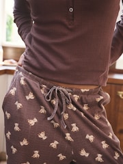 Chocolate Brown Teddy 100% Cotton Pointelle Long Sleeve Pyjamas - Image 6 of 9