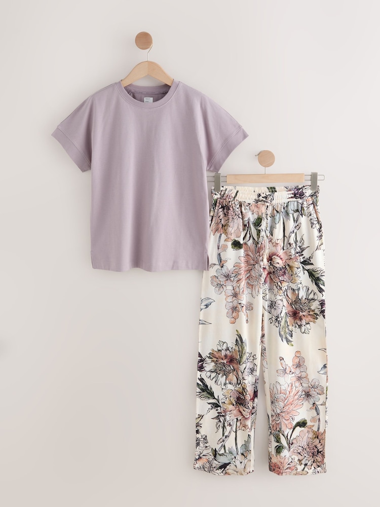 Purple Floral Short Sleeve Pyjamas - Image 1 of 3 Purple Floral Short Sleeve Pyjamas - Image 1 of 3