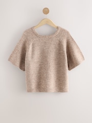 Mink Brown Twist Back Knitted Poncho - Image 6 of 9