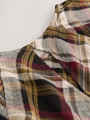 Brown Check Puff Sleeve Midi Dress - Image 7 of 7