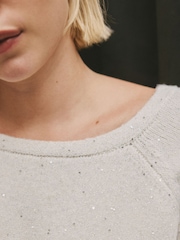 Cream Sparkle Twist Back Knitted Poncho - Image 5 of 10