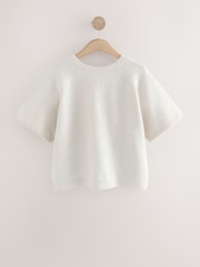 Cream Sparkle Twist Back Knitted Poncho - Image 7 of 10