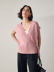 Pink Knitted Wrap Tank - Image 1 of 6