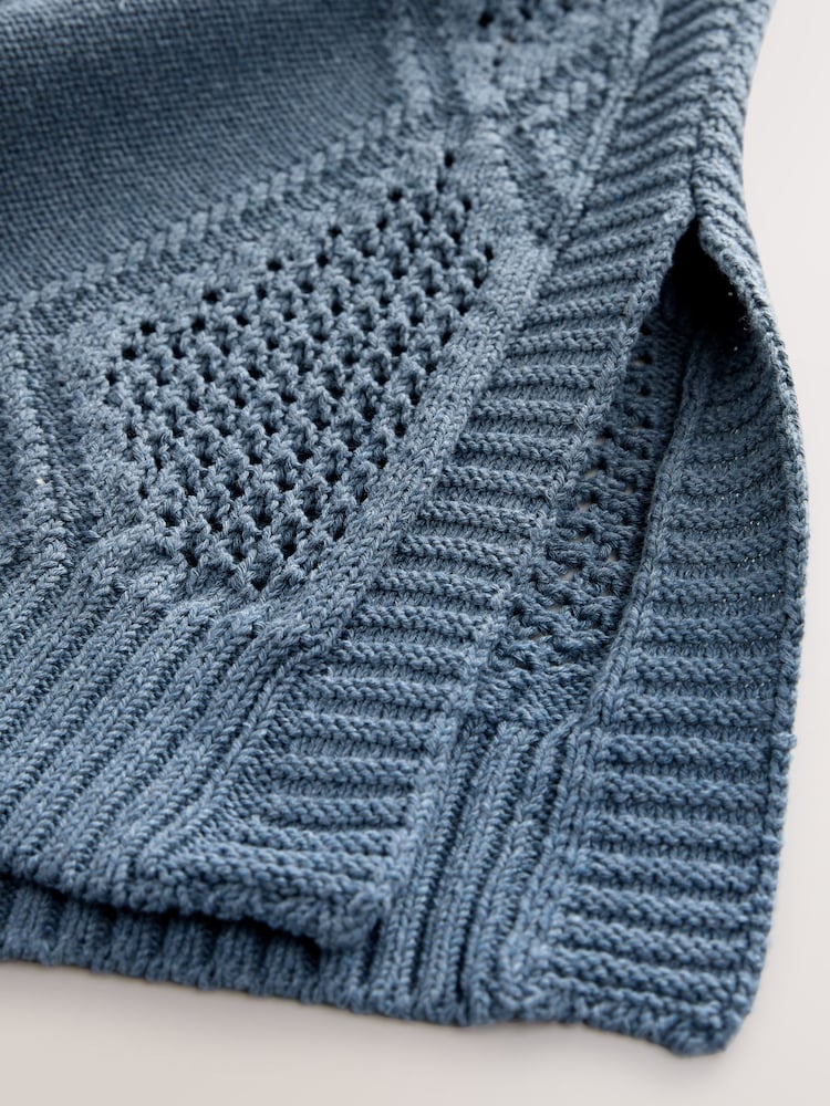 Blue Argyle Open Knit Tank Cover-Up - Image 2 of 3