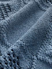 Blue Argyle Open Knit Tank Cover-Up - Image 3 of 3