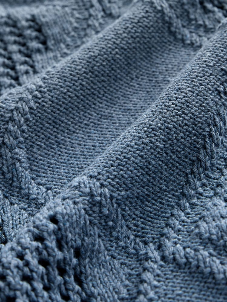 Blue Argyle Open Knit Tank Cover-Up - Image 3 of 3
