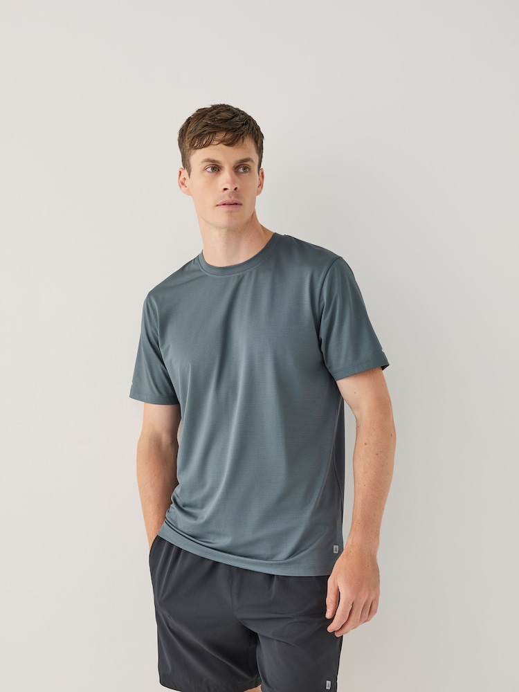Slate Grey Active Gym Textured Training T-Shirt - Image 1 of 10 Slate Grey Active Gym Textured Training T-Shirt - Image 1 of 10
