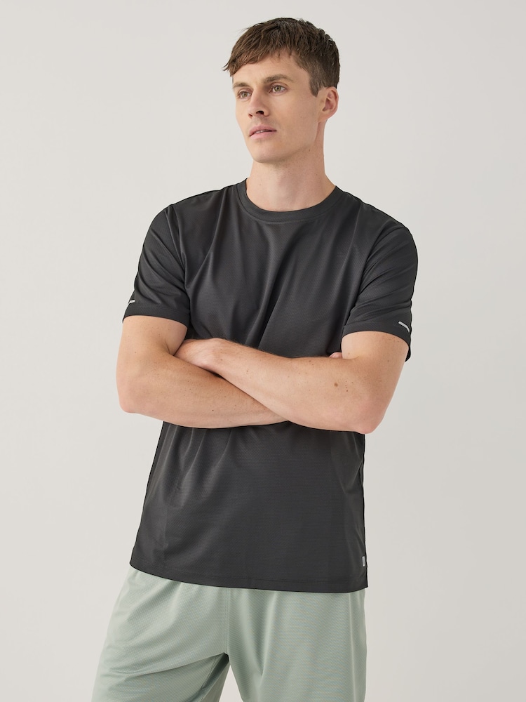 Black Active Gym Textured Training T-Shirt - Image 1 of 9 Black Active Gym Textured Training T-Shirt - Image 1 of 9