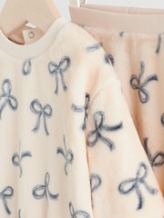 Black/White Soft Velour Bow Print Jumper and Trousers Set (0mths-2yrs) - Image 10 of 14