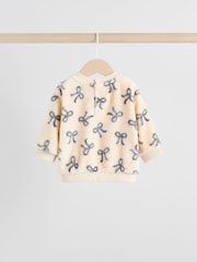 Black/White Soft Velour Bow Print Jumper and Trousers Set (0mths-2yrs) - Image 4 of 14
