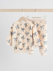 Black/White Soft Velour Bow Print Jumper and Trousers Set (0mths-2yrs) - Image 6 of 14
