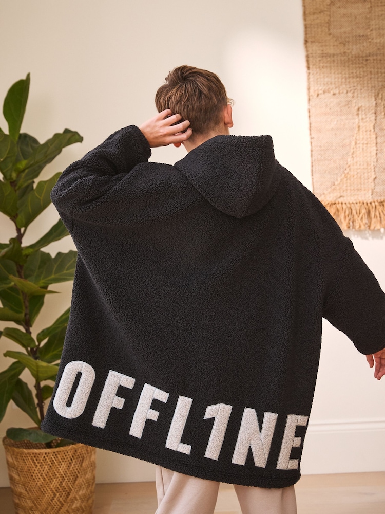 Black Offline Fleece Poncho (3-16yrs) - Image 2 of 6