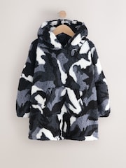 Black/White Camo Fleece Poncho (3-16yrs) - Image 1 of 4