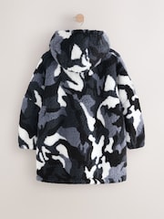 Black/White Camo Fleece Poncho (3-16yrs) - Image 2 of 4