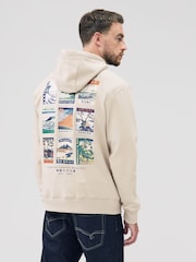 Neutral Ecru Overhead Hoodie Hokusai Graphic License Crew Sweatshirt - Image 1 of 10