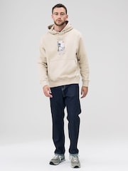 Neutral Ecru Overhead Hoodie Hokusai Graphic License Crew Sweatshirt - Image 2 of 10