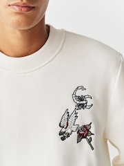 Ecru White Cotton Rich Crew Graphic Print Sweatshirt - Image 4 of 5