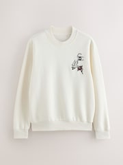 Ecru White Cotton Rich Crew Graphic Print Sweatshirt - Image 6 of 9