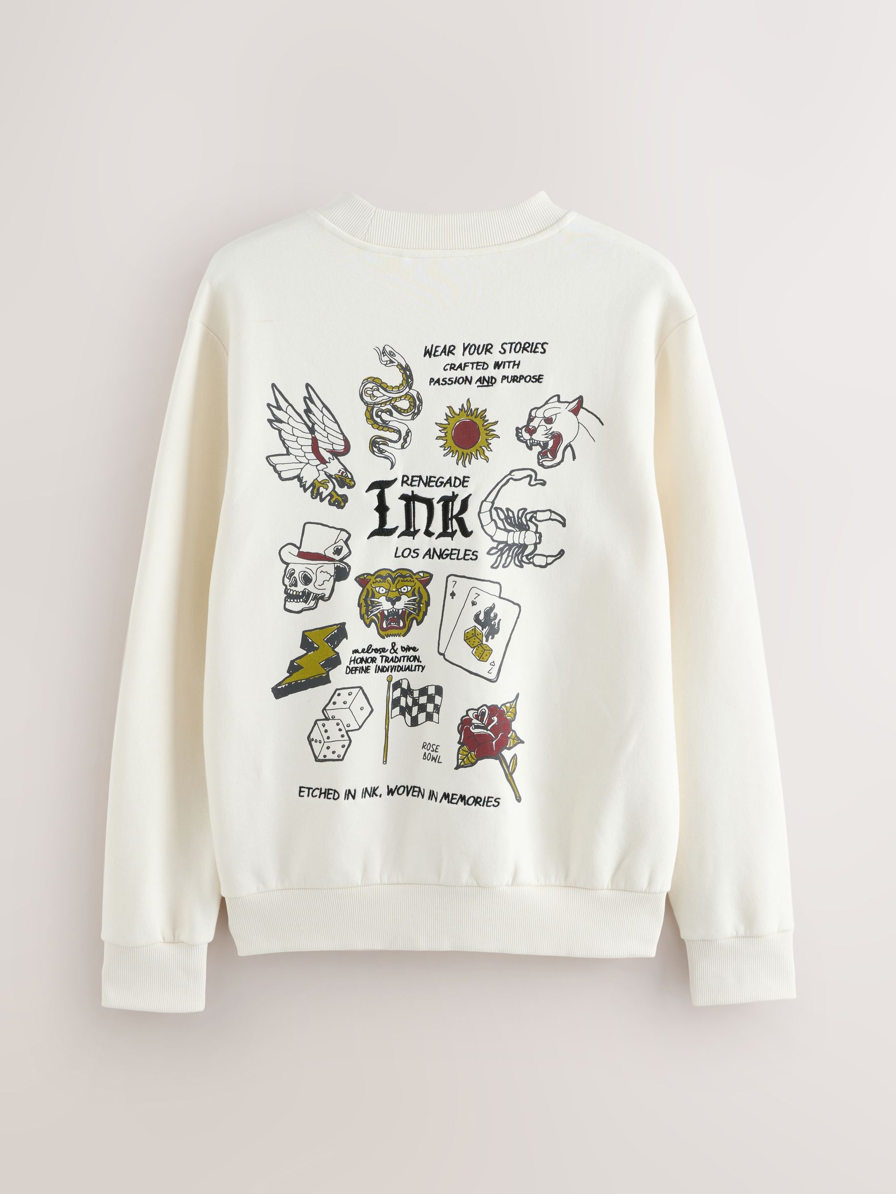 Buy Ecru White Cotton Rich Crew Graphic Print Sweatshirt